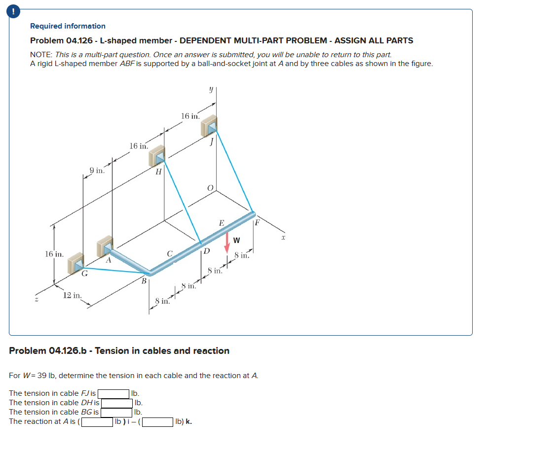 Solved A rigid L-shaped member ABF is supported by | Chegg.com