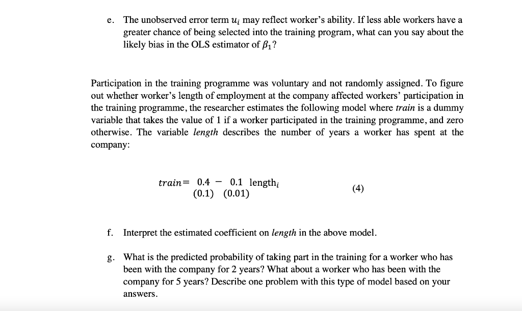 Solved 2. To test the effectiveness of a job training | Chegg.com