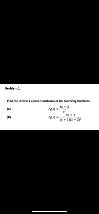 Solved Problem 1: Find The Inverse Laplace Transforms Of The | Chegg.com