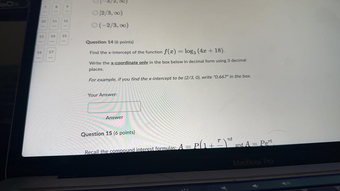 how to find x intercept of a log function