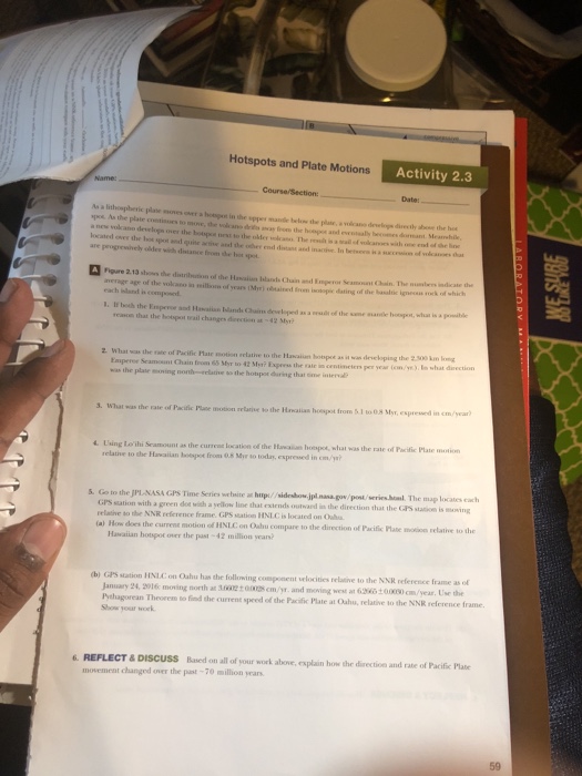 Hotspots and Plate Motions Activity 2.3 Dater.