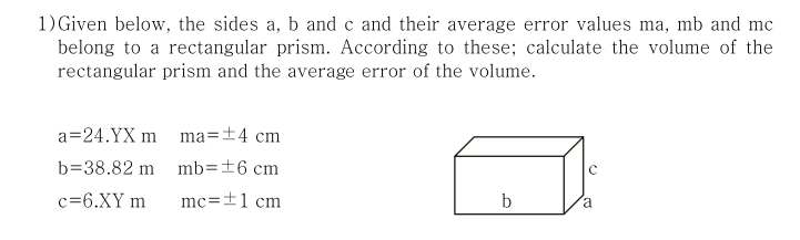 Solved 1) Given below, the sides a, b and c and their | Chegg.com