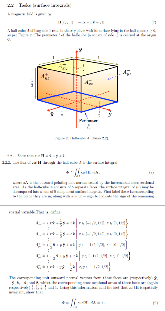 Solved 2.2 Tasks (surface integrals) A magnetic field is | Chegg.com