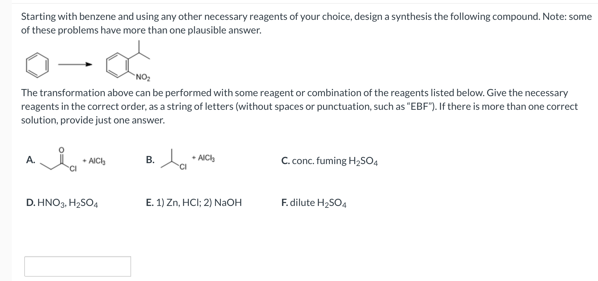 Solved Starting with benzene and using any other necessary | Chegg.com