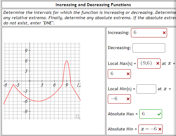Solved Increasing and Decreasing Functions Determine the | Chegg.com