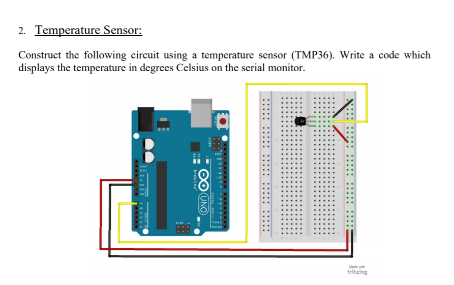 Solved 2. Temperature Sensor: Construct the following | Chegg.com