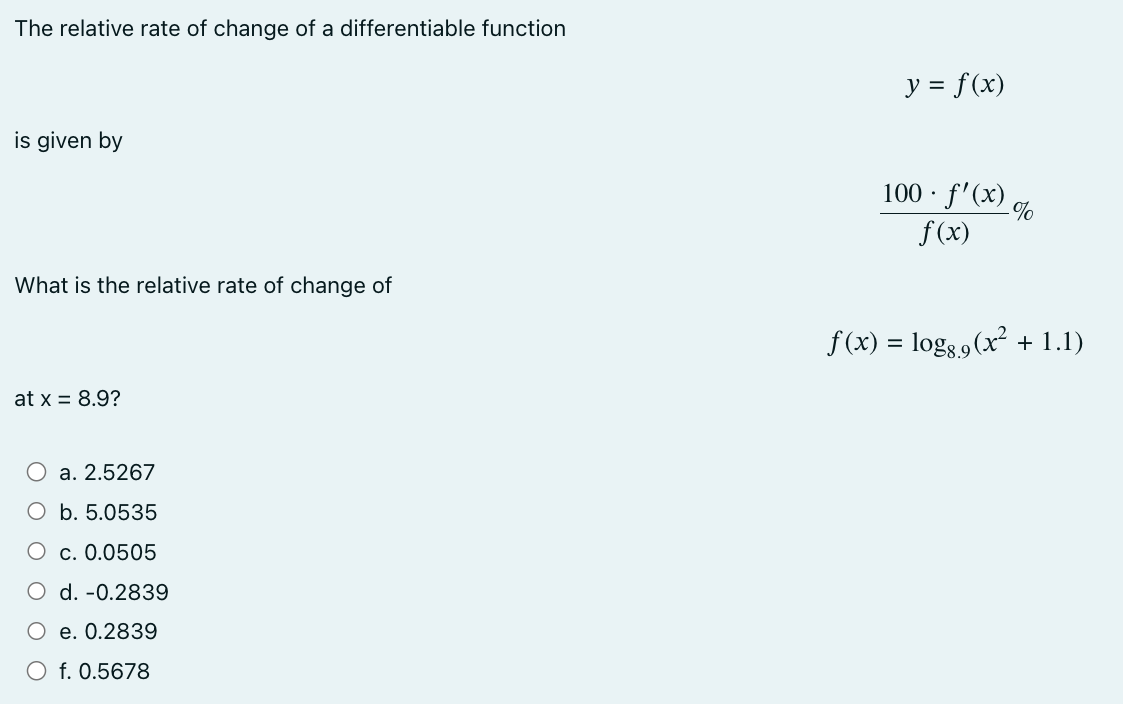 Solved The relative rate of change of a differentiable | Chegg.com
