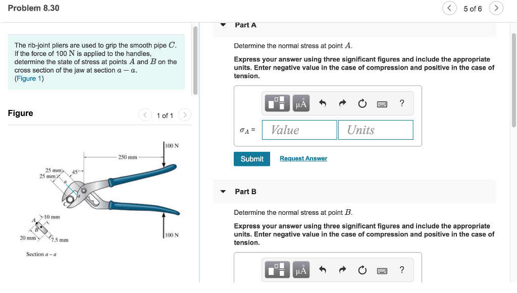 Solved Problem 8.30 5 of 6 > Part A The ribjoint pliers are