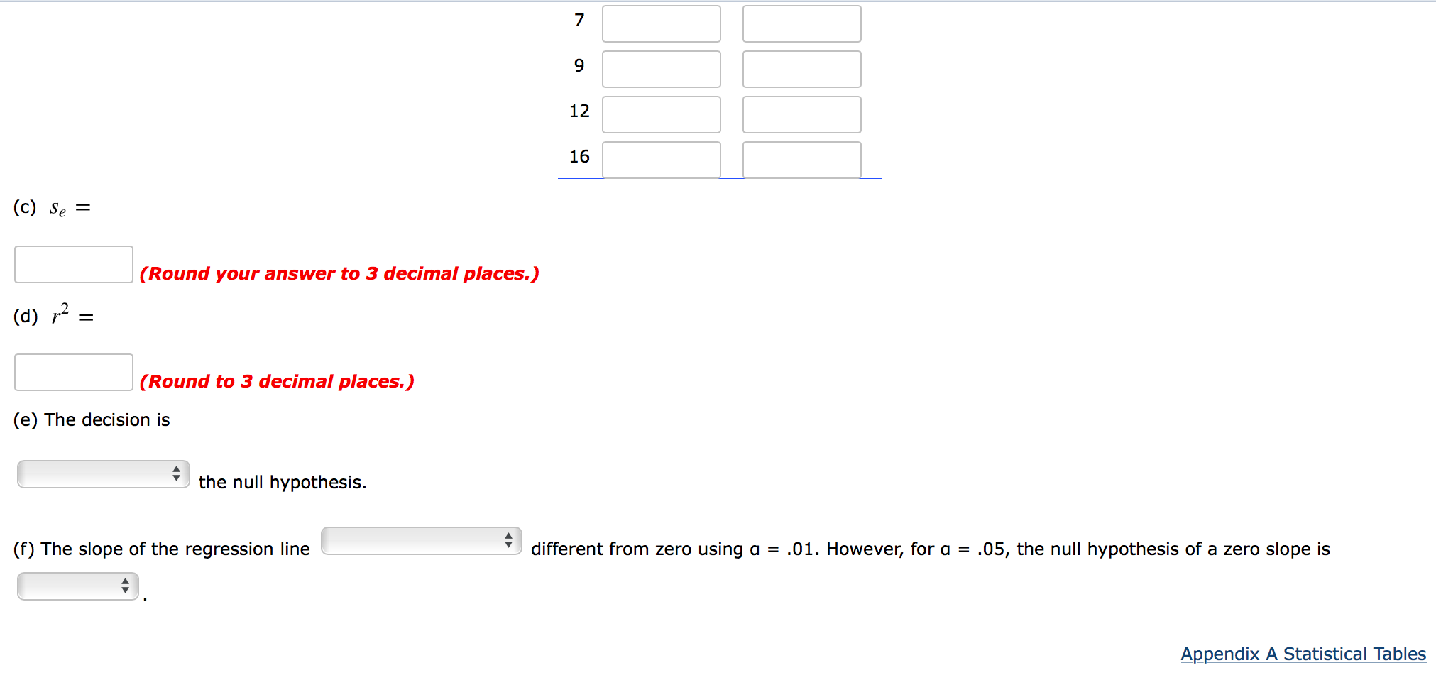 Solved Supplementary Problem 12.52 Use the following data | Chegg.com