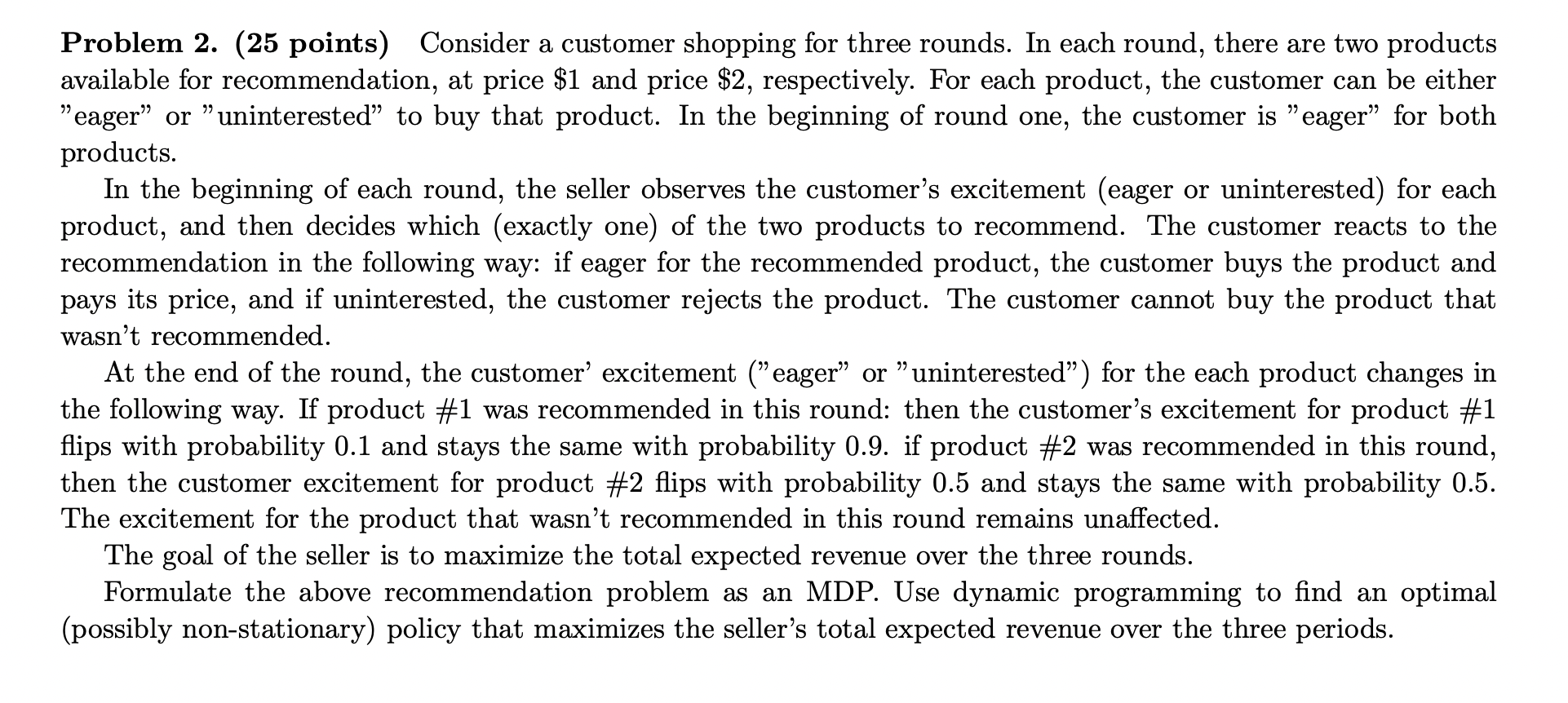 Solved Problem 2. (25 points) Consider a customer shopping | Chegg.com