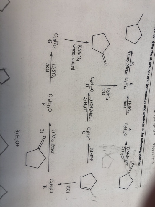 Solved on #2 Give the structures of intermediates and | Chegg.com