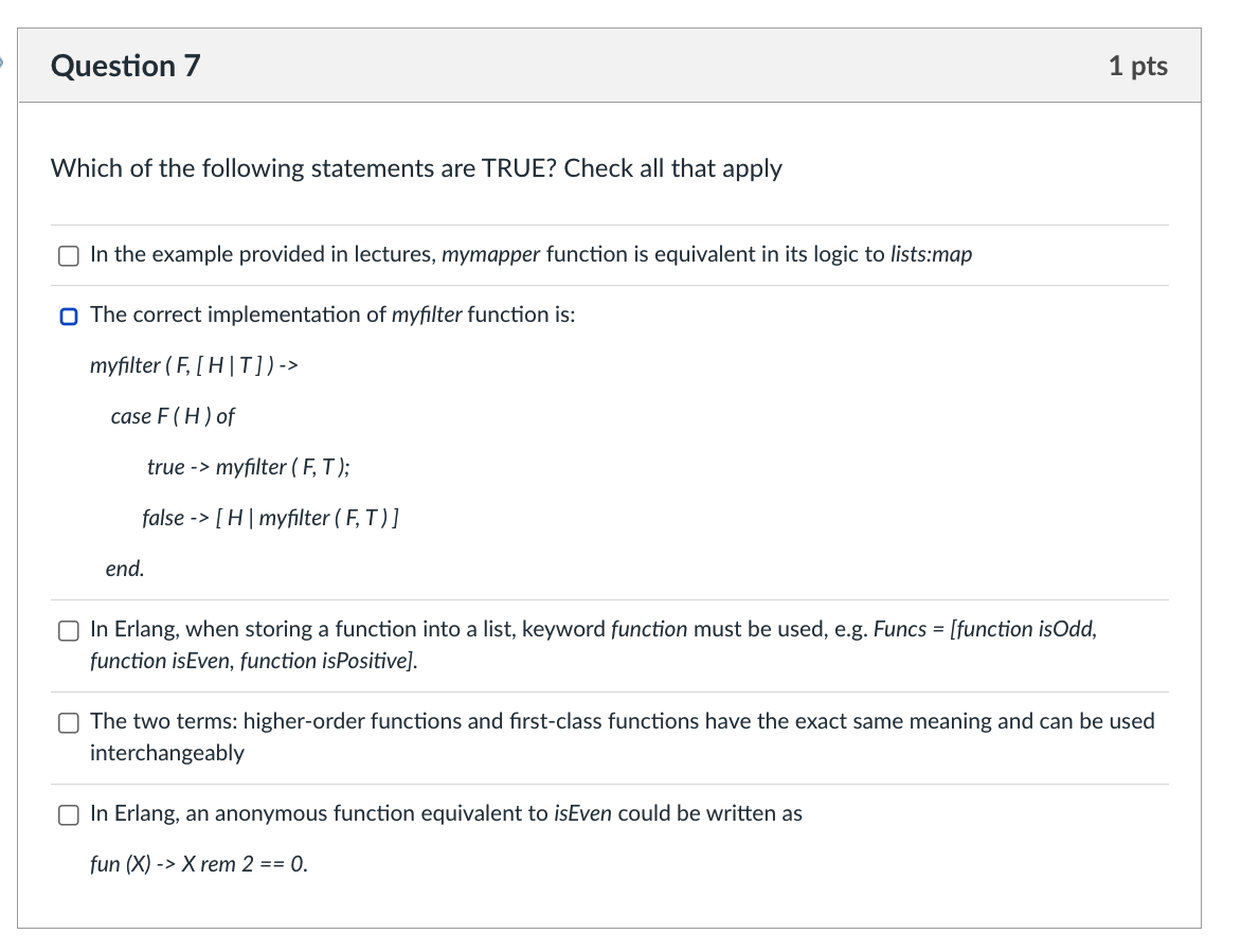 Solved Which of the following statements are TRUE? Check all | Chegg.com