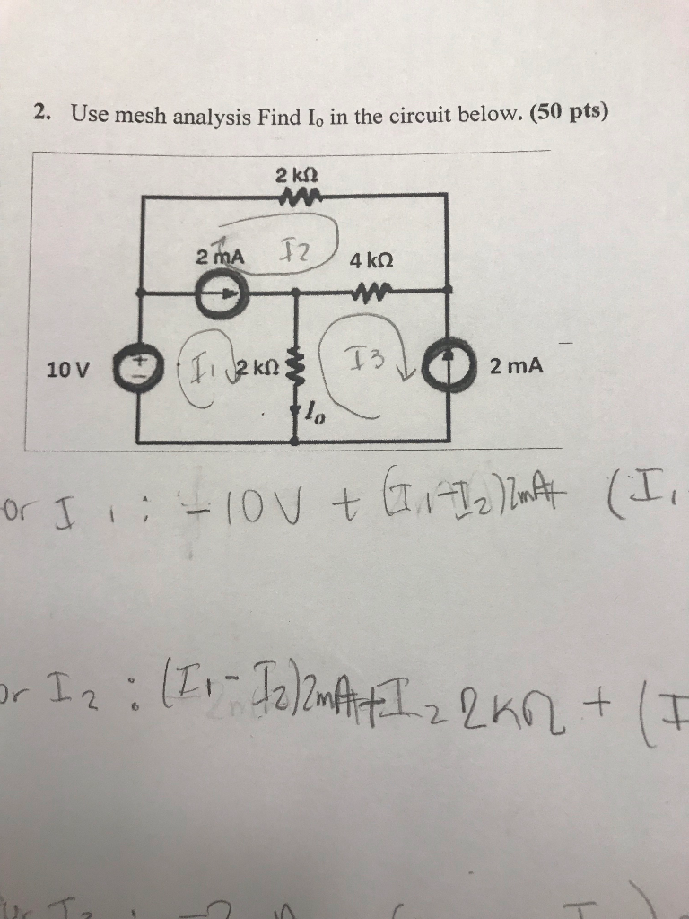 Solved 2. Use mesh analysis Find Io in the circuit below. | Chegg.com