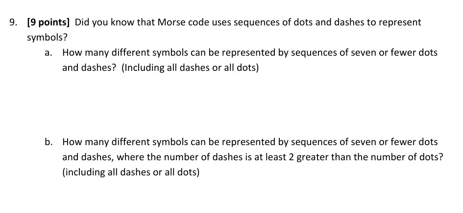 Math Dashes Solved b. How many different symbols can be represented by | Chegg.com