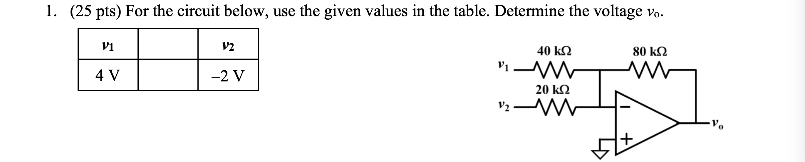 Solved 1 25 Pts For The Circuit Below Use The Given