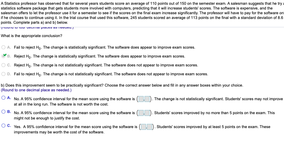 Solved B) Does This Improvement Seem To Be Practically | Chegg.com