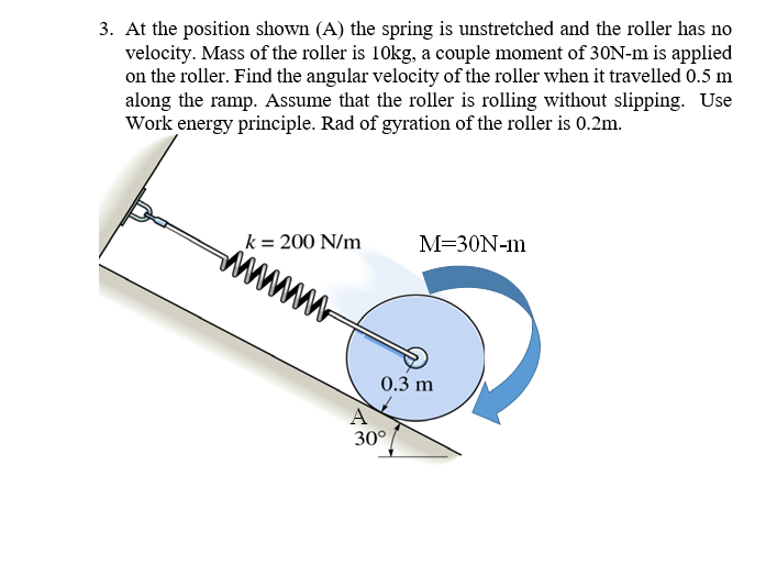 Spring Pole Rotation Problem Solved 3. At the position shown (A) the spring is | Chegg.com