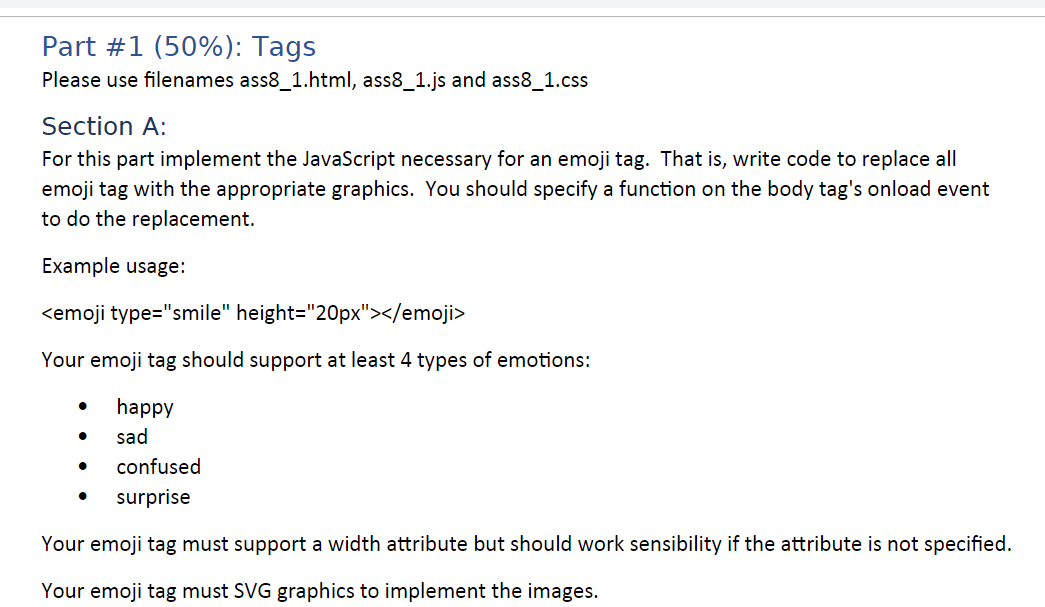 For This Assignment Implement The Javascript Chegg Com