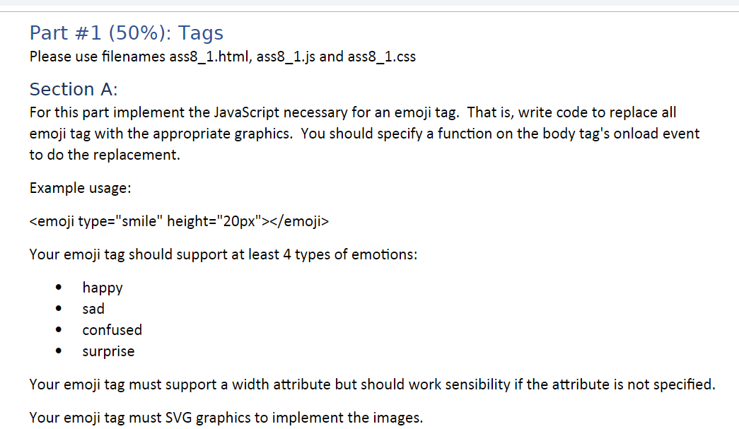 Solved Assignment Implement Javascript Necessary Emoji Write Code Replace Emoji Appropria Q Coursehigh