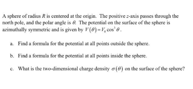 Solved A sphere of radius R is centered at the origin. The | Chegg.com