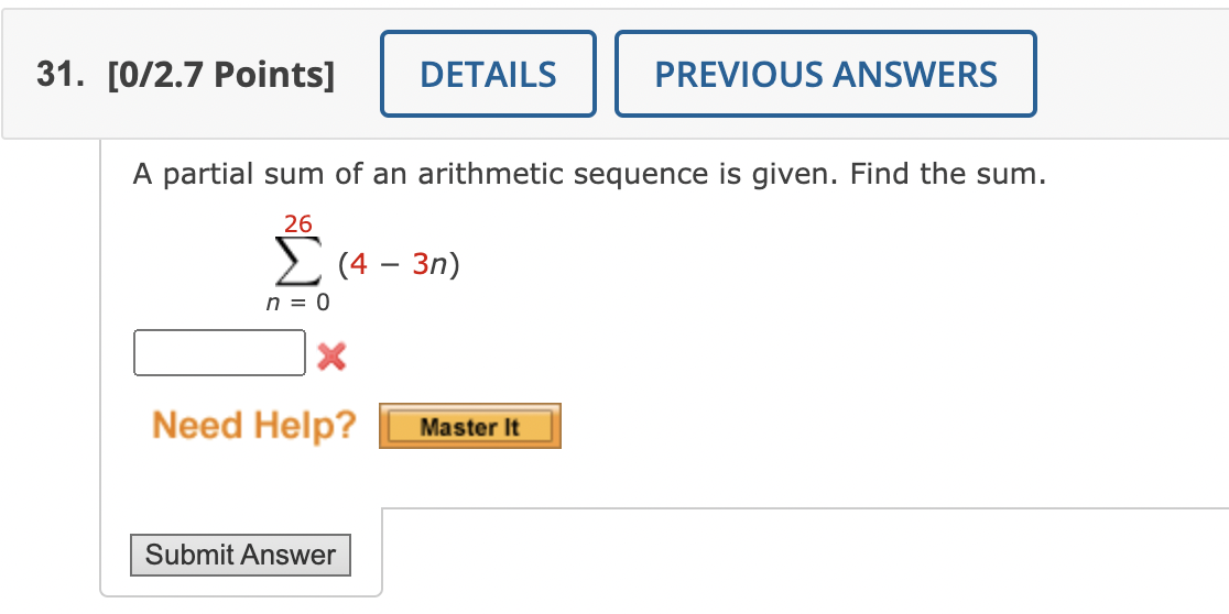 Solved A Partial Sum Of An Arithmetic Sequence Is Given. | Chegg.com