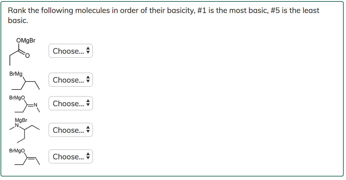Solved Rank the following molecules in order of their | Chegg.com
