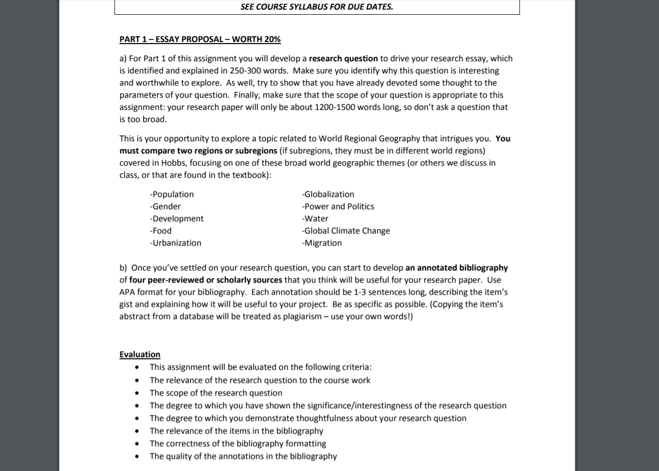 world geography essay topics