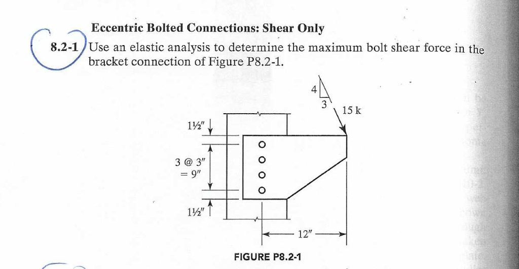 Solved Eccentric Bolted Connections Shear Only 8.21 Use an