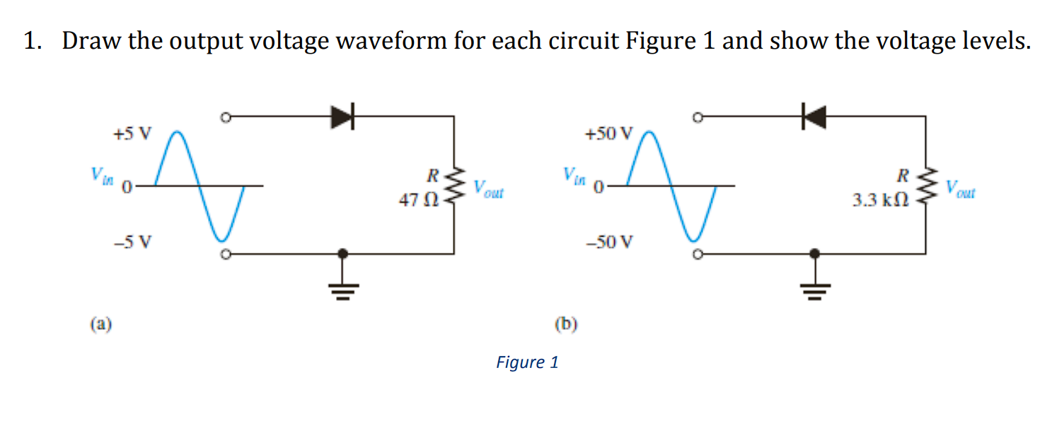 Solved 1. Draw the output voltage waveform for each circuit | Chegg.com