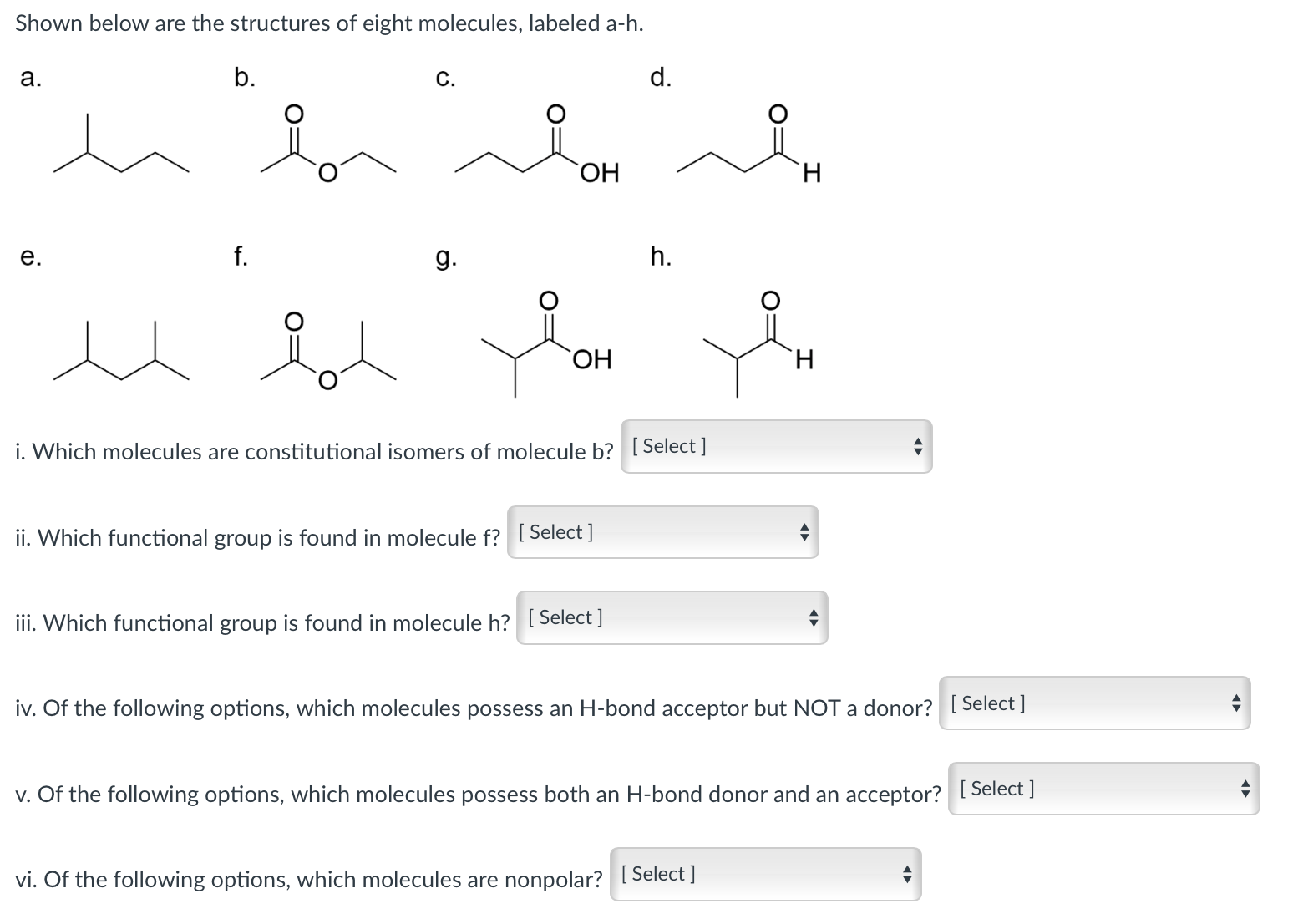 Solved Shown Below Are The Structures Of Eight Molecules, | Chegg.com