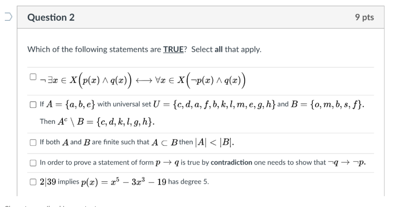 Solved J Question 2 9 Pts Which Of The Following Statem Chegg Com