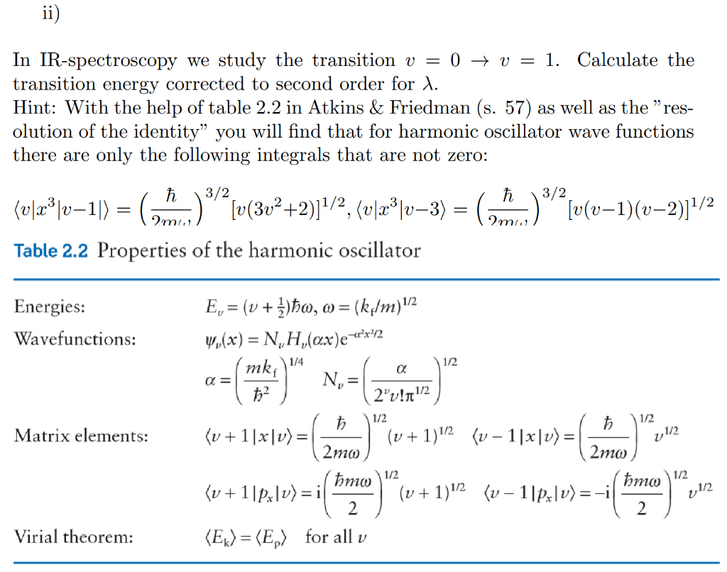 Solved Ii In Ir Spectroscopy We Study The Transition V Chegg Com