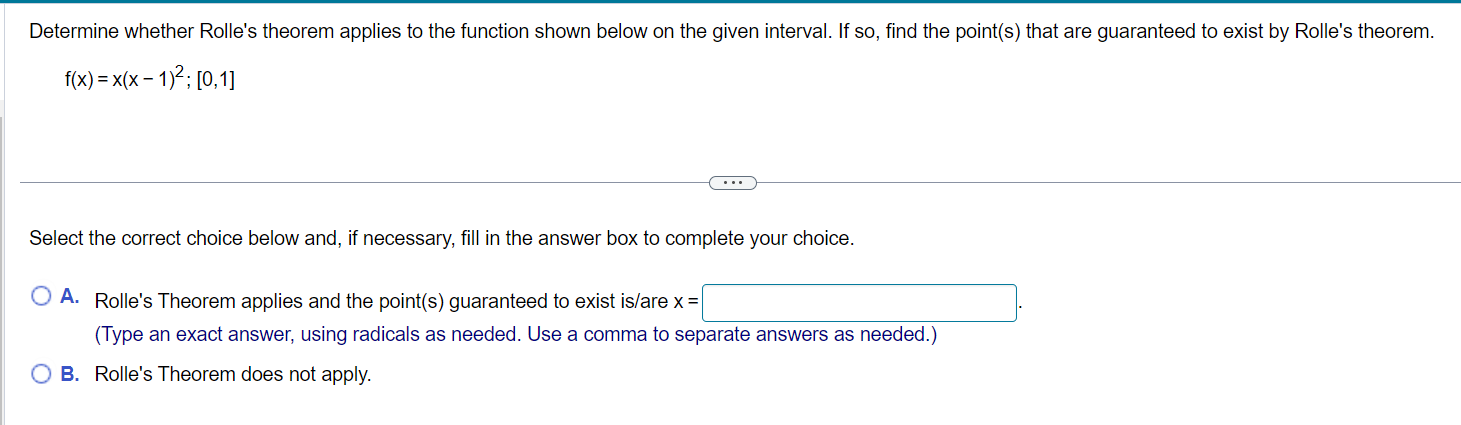 Solved Determine whether Rolle's theorem applies to the | Chegg.com