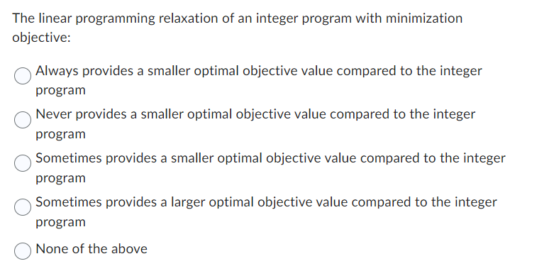 Solved The linear programming relaxation of an integer | Chegg.com