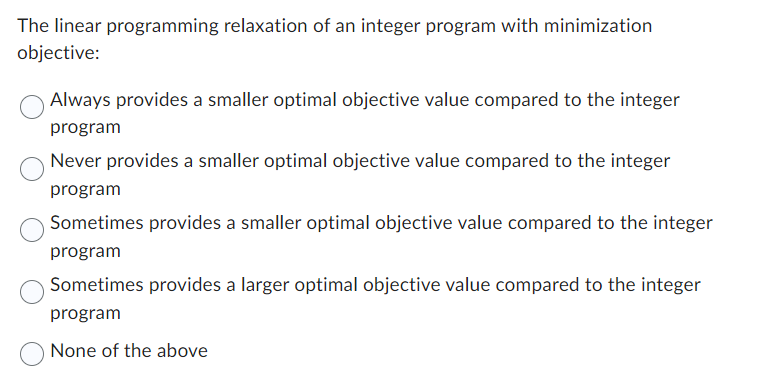 Solved The Linear Programming Relaxation Of An Integer | Chegg.com