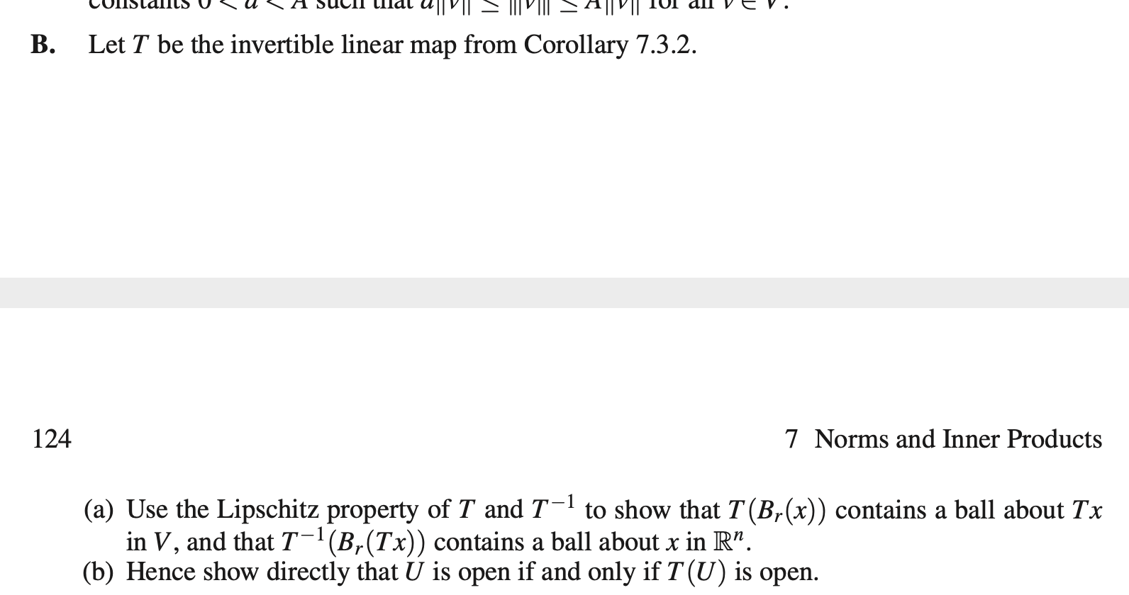 Solved B. Let T be the invertible linear map from Corollary
