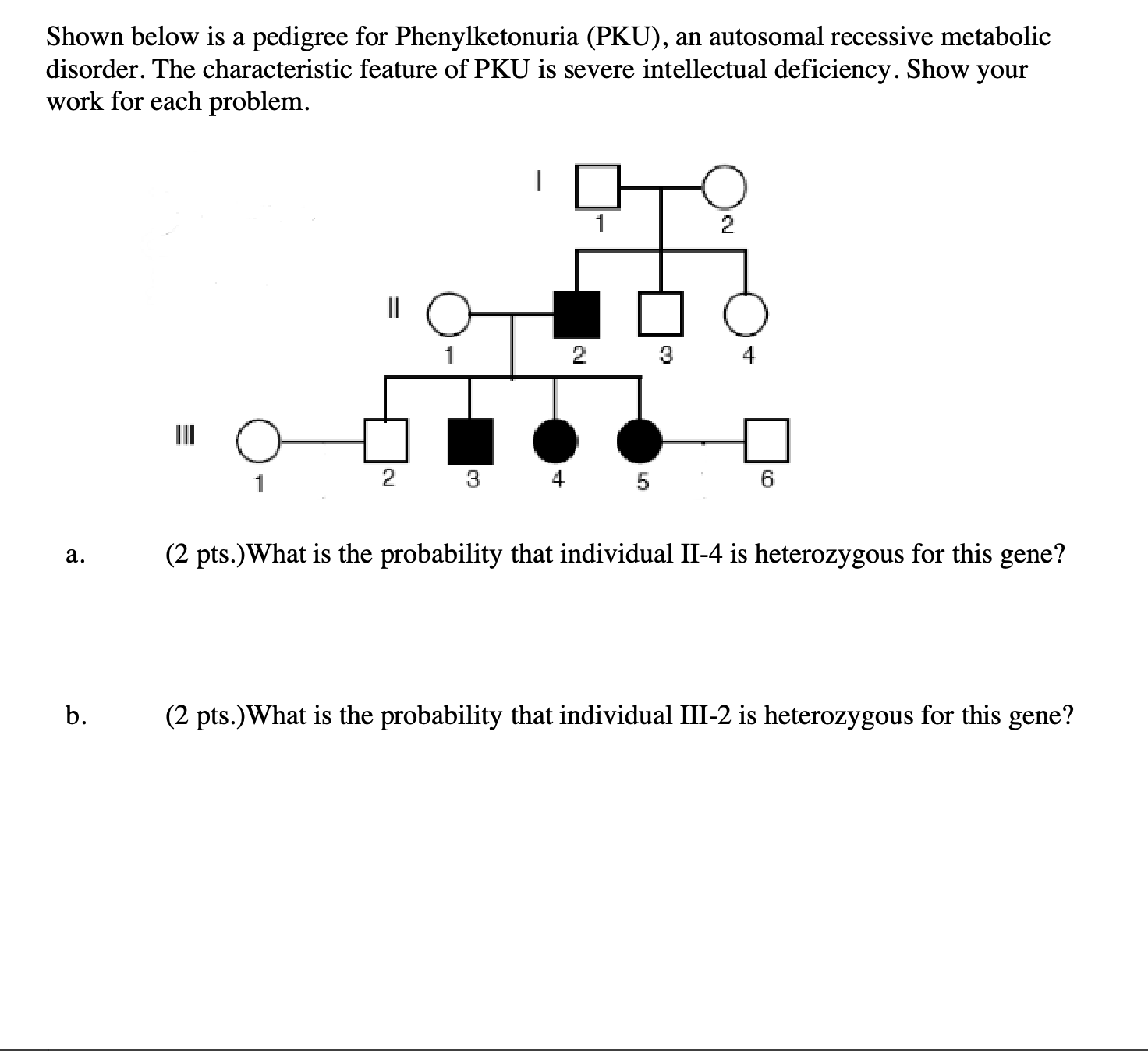 Solved Shown below is a pedigree for Phenylketonuria (PKU),