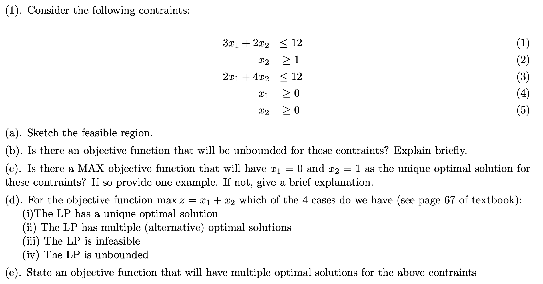 Solved (1). Consider the following contraints: | Chegg.com