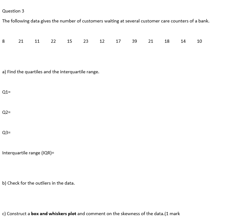 Solved A) Find The Quartiles And The Interquartile Range. | Chegg.com