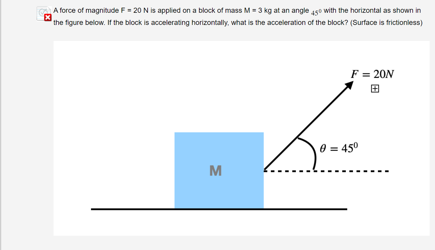 solved-a-force-of-magnitude-f-20-n-is-applied-on-a-block-of-chegg