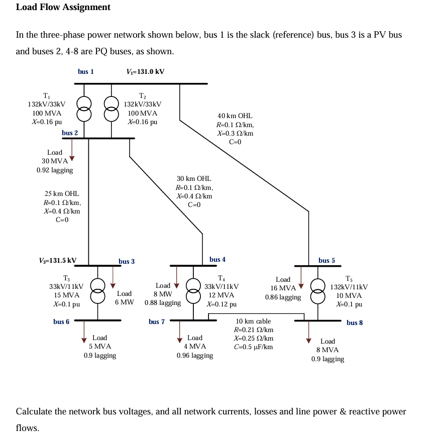 Matlab Load Flow Analysis Project Load Flow Assignment: SOLVE USING MATLAB In the | Chegg.com