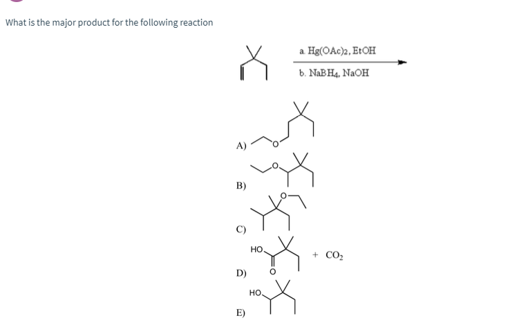 Solved What Is The Major Product Of The Following | Chegg.com