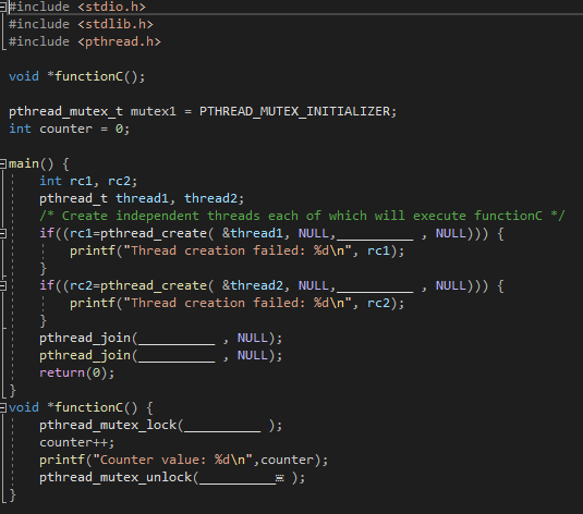 Solved #include #include #include void *function(); | Chegg.com
