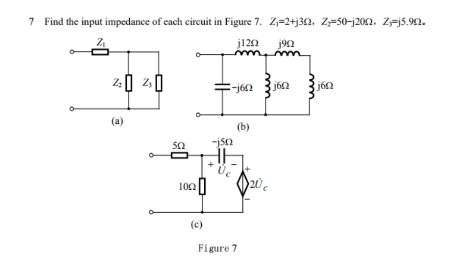 Solved 7 Find the input impedance of each circuit in Figure | Chegg.com
