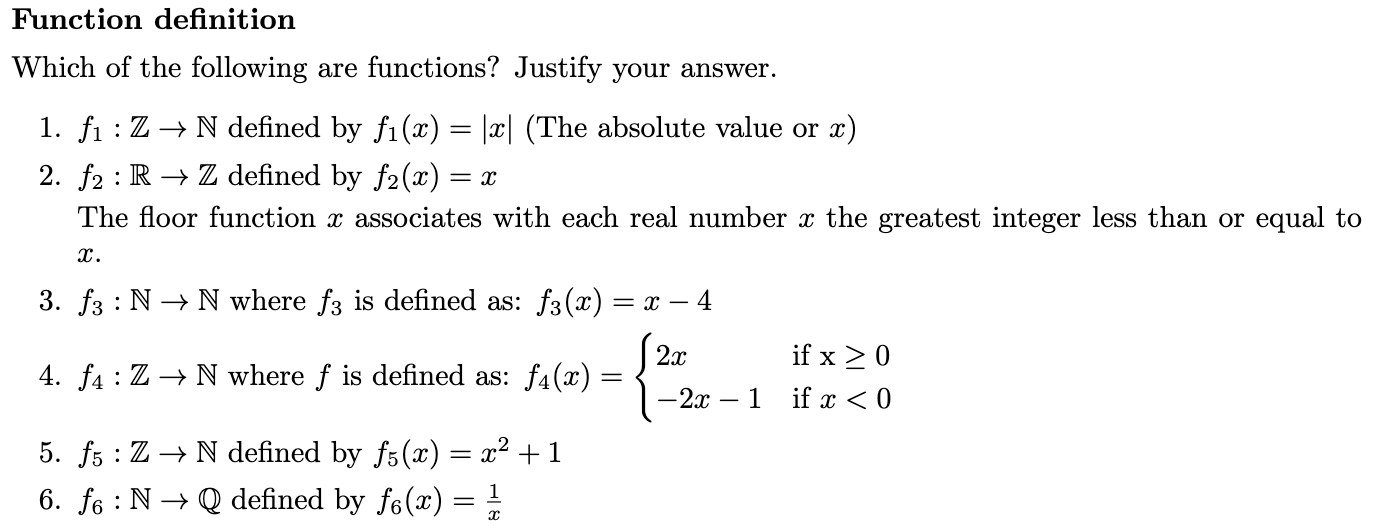 Solved Function definition Which of the following are | Chegg.com