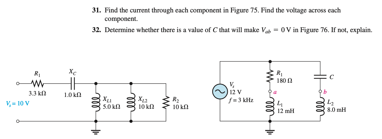 Solved 31. Find the current through each component in Figure | Chegg.com