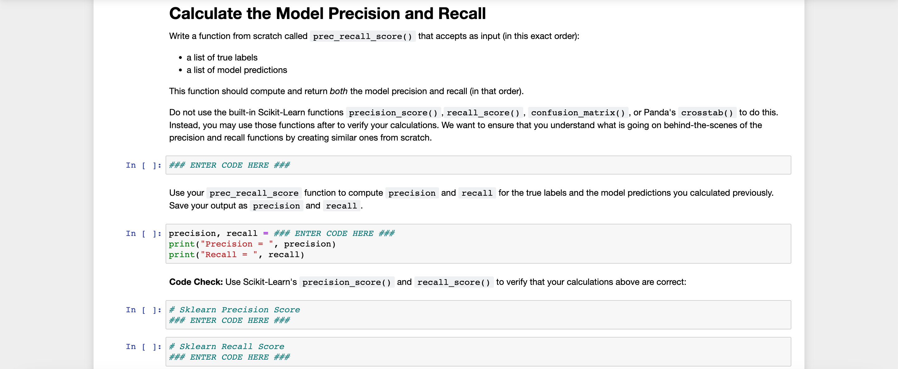 Solved Calculate the Model Precision and Recall Write a | Chegg.com