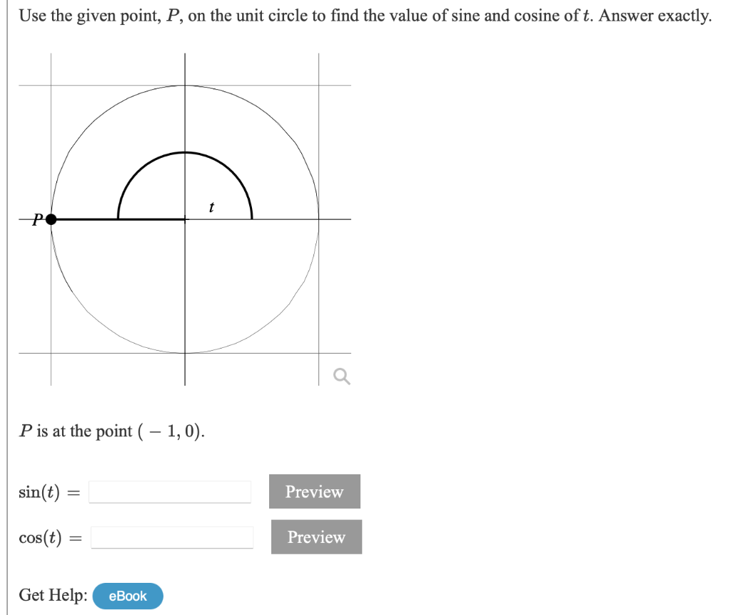 Solved Use the given point, P, on the unit circle to find | Chegg.com