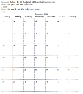 Solved Calendar Maker Project with python This program | Chegg.com