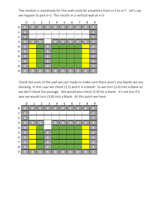 Solved 3) Recursive Maze Generation - 20 pts Implement the | Chegg.com